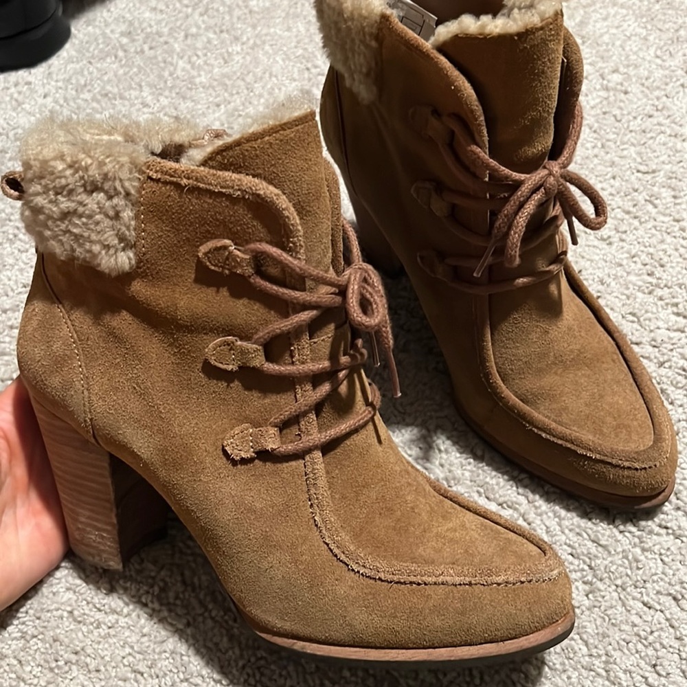 UGG Analise Chestnut Brown Suede Lace Up Booties